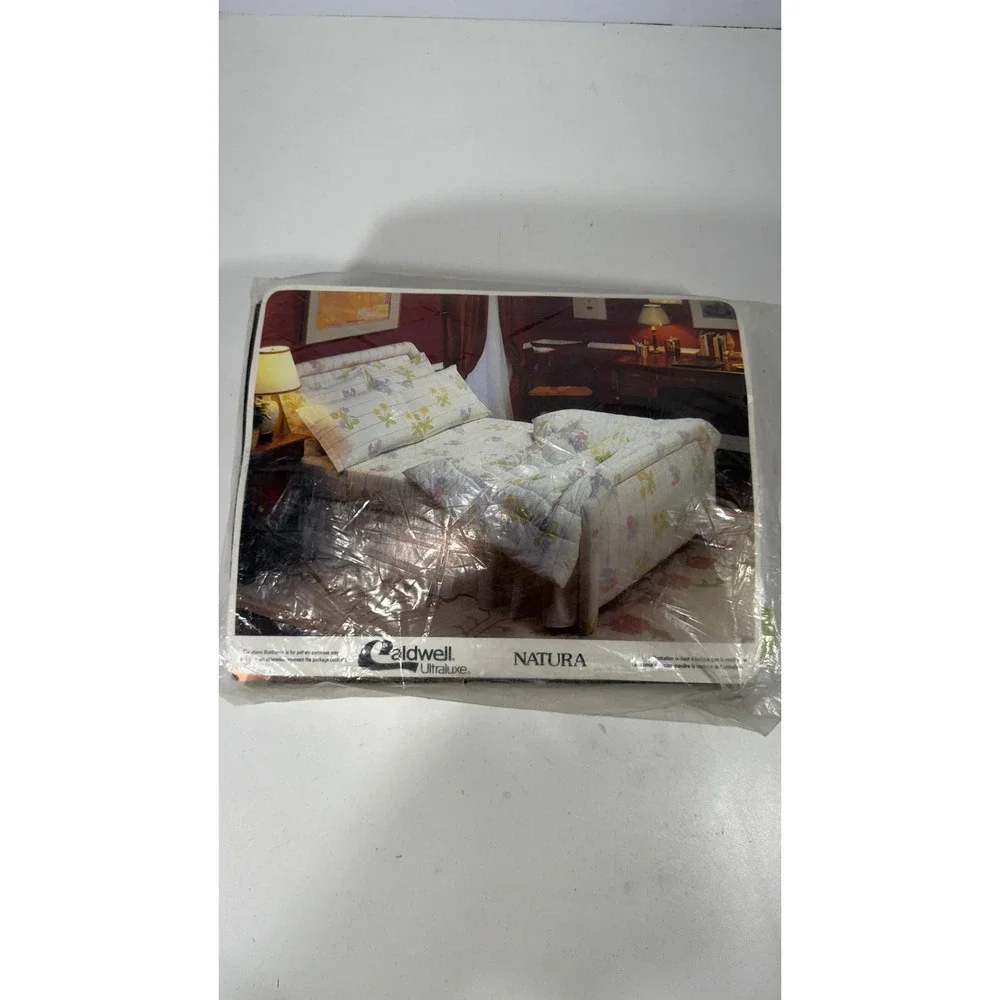 Vintage Caldwell Ultraluxe Double Sheet Set Floral Pinstripe 4pc Made in Canada